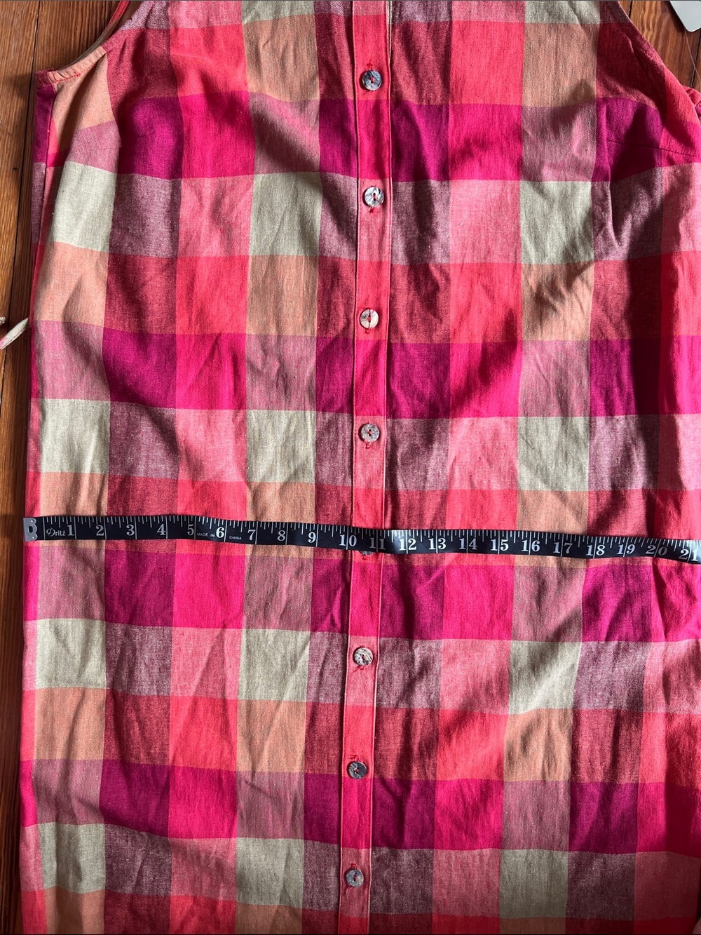 NWT Vintage Teddi Plaid Sleeveless Maxi Shirt Dress Red Tan Button Front XL - Picture 12 of 12